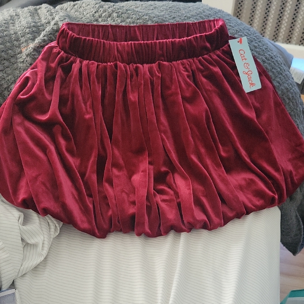 Cat & Jack Burgundy Velvet Bubble Skirt